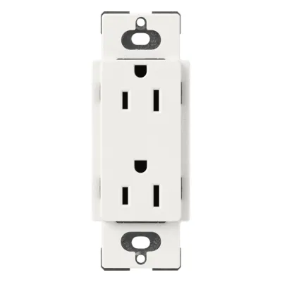 Receptáculo dúplex Claro 15 A 125 V, apertura tipo decorador, acabado satín Architectural White