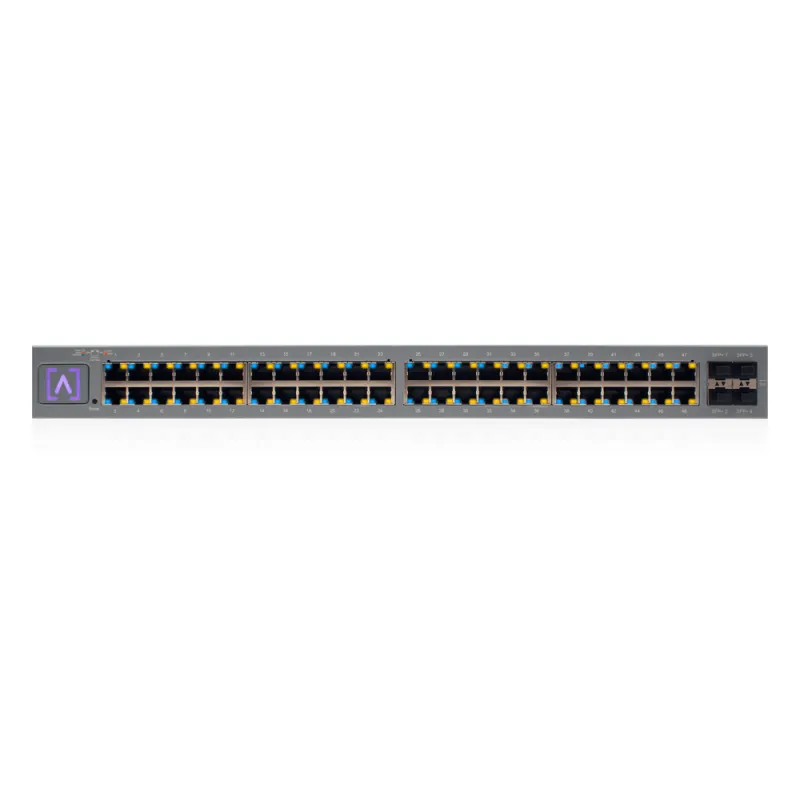 Switch Administrado 48 Puertos PoE+ / 740W PoE Budget / 16 Puertos 2.5 Gbps + 32 Puertos 1 Gbps / 4 Puertos SFP+ 10 Gbps / Bluetooth Setup / Cloud Management / VLAN Stacking / Rackmontable