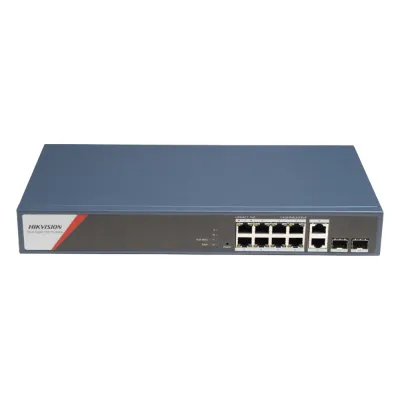 Switch Gigabit PoE+ / Administrable / 8 Puertos 1000 Mbps PoE+(4 Puertos PoE++ 90 W) / 2 Puertos 1000 Mbps de Uplink / 2 Puertos SFP / Configuración Nube Hik-PartnerPro / Modo Extendido hasta 300 Metros / 130 W