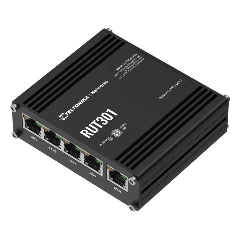 Router Industrial con 5 Puertos Ethernet / RutOS Seguro y Avanzado / Firewall y VPN Integrados / I/O Digital / Administración Remota RMS