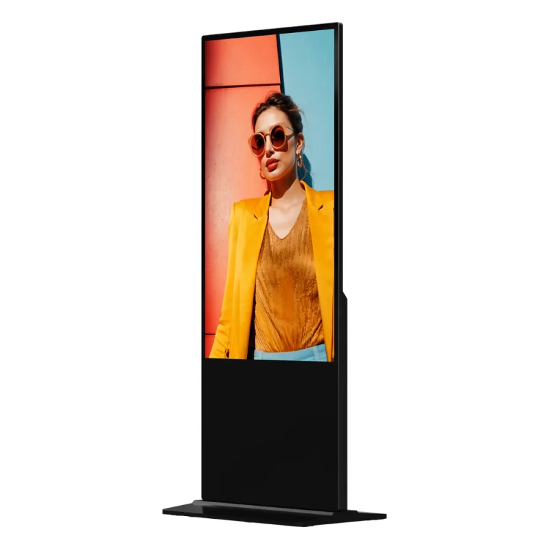 Pantalla de 55" 4K para Publicidad Digital / Base para Piso (Totem) / Gestión de Contenido y Control Centralizado