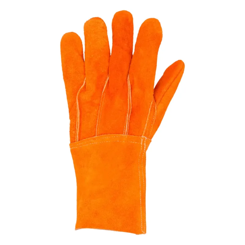 Guantes de Carnaza Largo/ Refuerzo en Palma / Resistente a Abrasión y Temperaturas Moderadas.