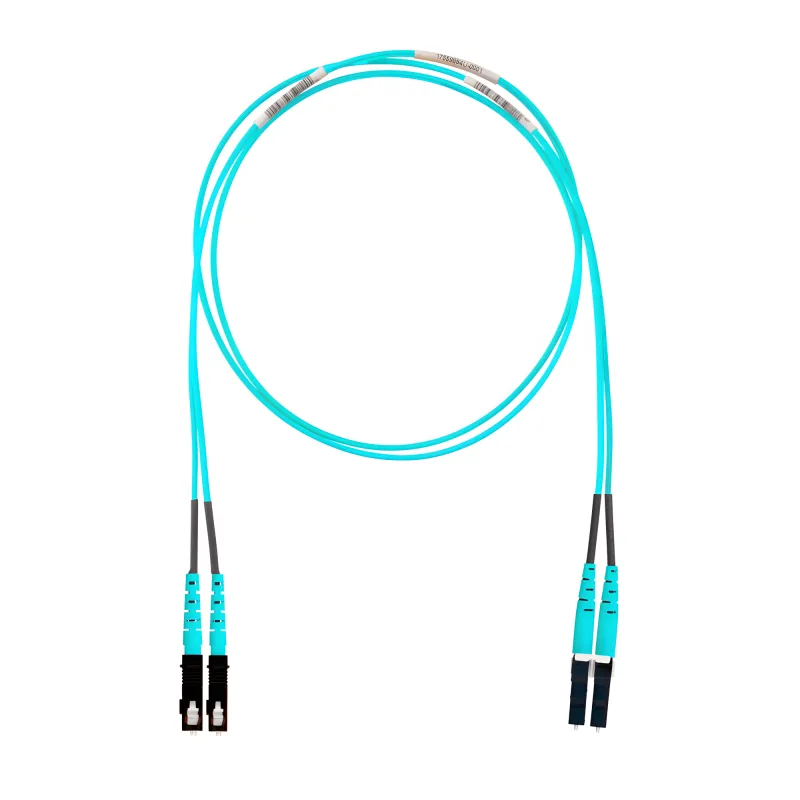 Jumper de Fibra Optica Multimodo 50/125 OM4, LC-SC Duplex, LSZH, Color Aqua, 6 Metros (19.69 Pies)