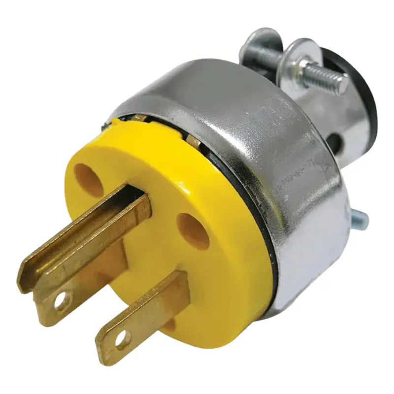 Clavija Blindada con Abrazadera Aterrizada / 15 A 125 V / 50/60 Hz / ABS/ Metal / Color Amarillo.