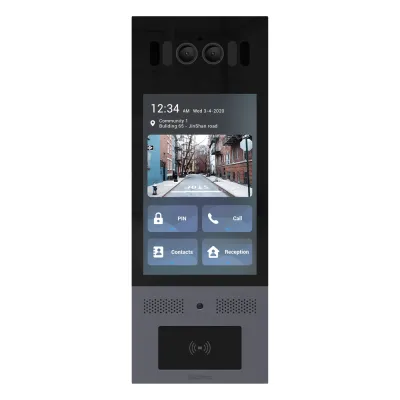 Frente de Calle Antivandálico IK10 / Incluye montaje / Administración 100% en la Nube / Notificación a APP / Llamada Telefónica / ANDROID / SIP / ONVIF /Reconocimiento Facial / QR y PIN para Visitas / IP66 / Bluetooth / NFC