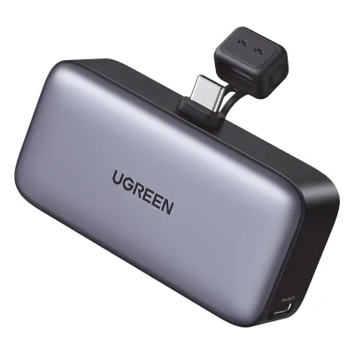 Power Bank 5000mAh | Conector USB-C Incorporado | 22.5W | Carga Rápida | Soporte Integrado | Pantalla Led | Compacto y Portatil | Compatible con iPhone 16 15 iPad Pro Galaxy Pixel..