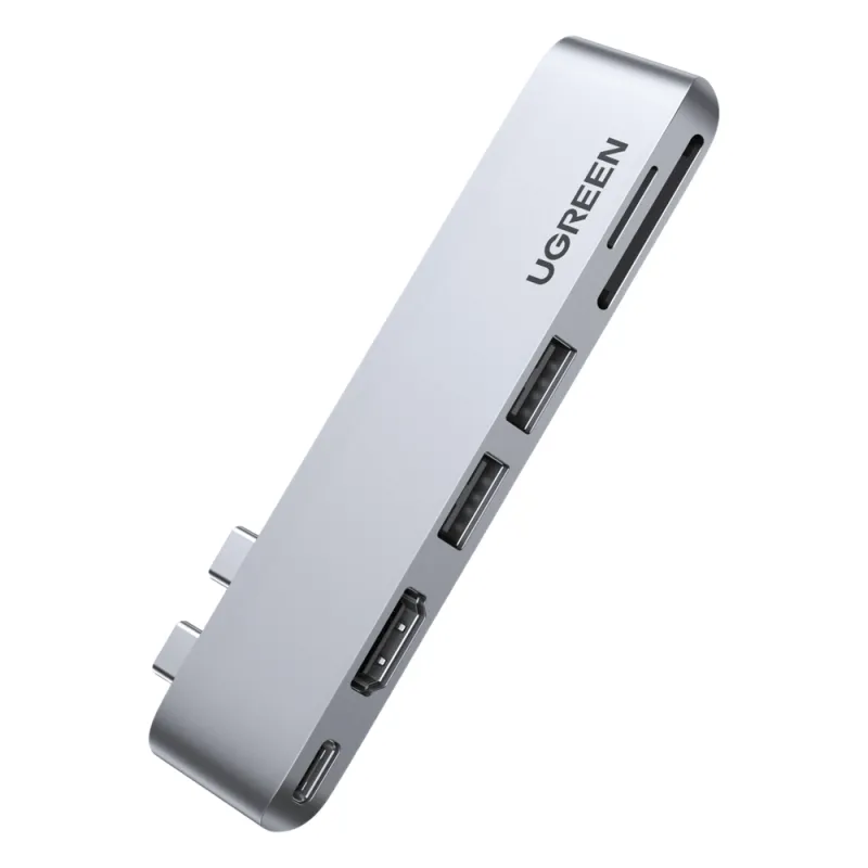 Hub USB-C 6 en 1 / 2xUSB-A 3.0 (5Gbps) / HDMI 4K@30Hz / Puerto PD 100W / Lector SD+MicroSD / Aluminio / Compatible Thunderbolt 3 / Compacto 110x29x8.5mm