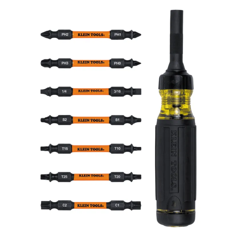 Desarmador Multipunta 15 en 1 / Matraca Resistente / Siete Puntas de Doble Extremo / Grado Industrial / Mango Cushion-Grip / Resistente al Impacto