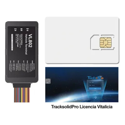 KIT Rastreador GPS Vehicular 4G LTE / Localizador para Flotas / BLE y RS485 / Audio Dos Vías / Paro de Motor Remoto y SOS / Compatible con Sensor UL212 / Incluye SIM500MB2Y y Plataforma TrackSolidPro