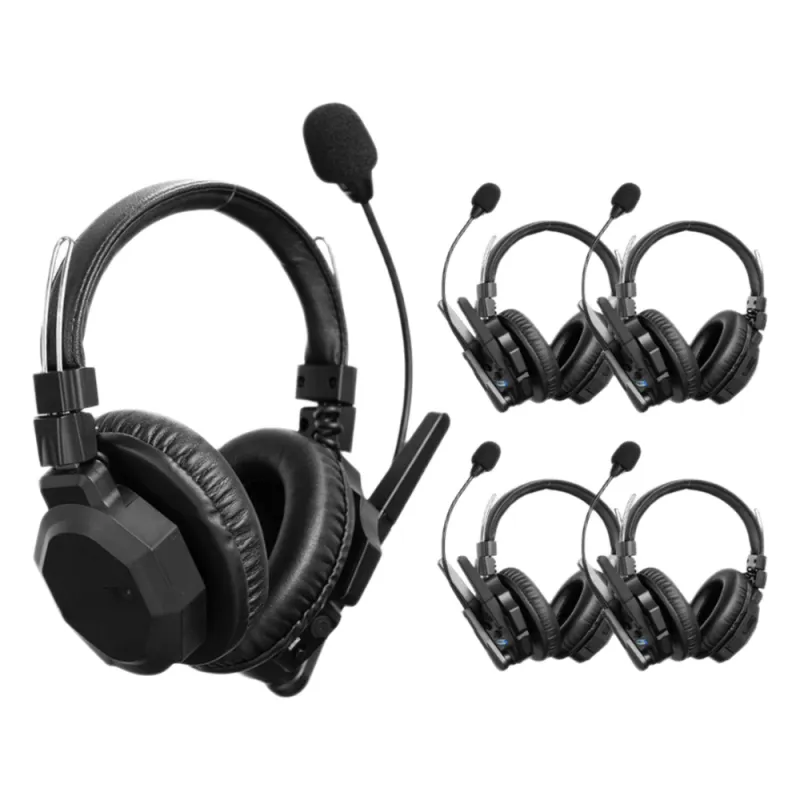 Intercomunicador Inalámbrico Binaural / Cancelación de Ruido IA / Rango 500 m (1640 ft) / Bluetooth / Batería 1050mAh / Resistente a Lluvia / Kit 5 Unidades