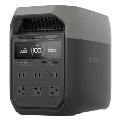 Estación de Energía Portátil Delta 3 1024Wh Litio LFP / 6 AC 1800 W (Max. 2600W con X-Boost) / 4 USB-C 100W / Capacidad para Aumentar Respaldo / Cargador de Coche 10A a 12.6V / Conectividad WiFi y Bluetooth (App) / Carga Solar 500W Ma