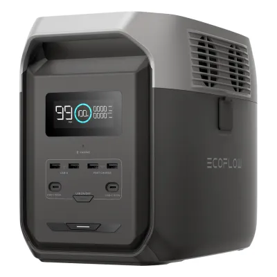 Estación de Energía Portátil Delta 3 1536Wh Litio LFP / 6 AC 1800 W (Max. 3600W) / 2 USB-C 100W / Capacidad para Aumentar Respaldo / Cargador de Coche 10A a 12.6V / Conectividad WiFi y Bluetooth (App) / Carga Solar 500W Max.
