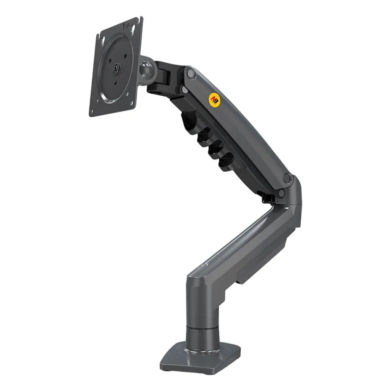 Brazo Ajustable para Monitor Ergonómico / Compatible con Monitores de 17" - 30" / Capacidad de Peso hasta 9 kg / Rotación 360° / Inclinación +85° a -30° / Giro 180° / Ajuste de Resorte de Gas / Color Gris