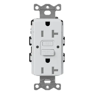 Tomacorriente GFCI de autoprueba, resistente a manipulaciones, 15 A, 125 V, NEMA 5-15R, gris