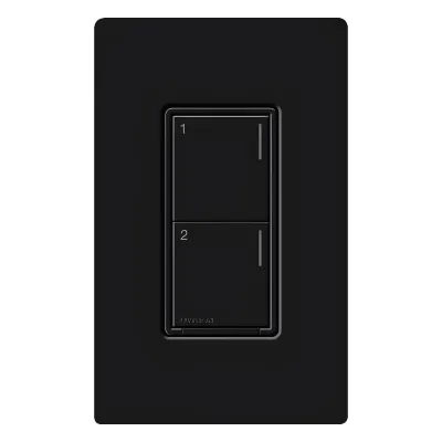 Botonera Sunnata híbrida negro, 2 botones, dimmer/interruptor con controlador de carga, requiere neutro, para RadioRA 3