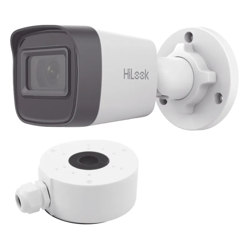 HiLook Series / Bala IP 4 Megapixel / 20 mts IR / Exterior IP67 / PoE / dWDR / Lente 2.8 mm + Caja de conexión DS-1280ZJ-XSP