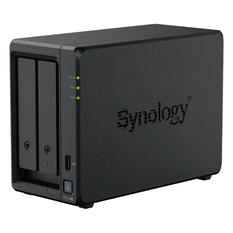 NAS Synology DiskStation DS725+ | 2 Bahías | Expandible hasta 7 Unidades | 2 Ranuras M.2 NVMe | Puerto 2.5GbE | Rendimiento 276 MB/s Lectura y 224 MB/s Escritura | Compatible con Unidad de Expansión DX525.