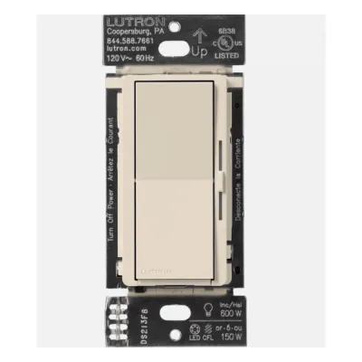 Atenuador de pared inalámbrico sin neutro, 150 W LED/CFL o 600 W incandescente/halógena, 120 V, para Caseta Wireless