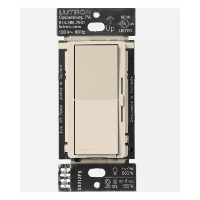 Atenuador de pared inalámbrico sin neutro, 150 W LED/CFL o 600 W incandescente/halógena, 120 V, para Caseta Wireless