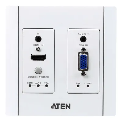 Transmisor HDBaseT | HDMI y VGA | Placa de Pared US / PoH (4K a 100 m) | (HDBaseT Class A) (PoH PD)