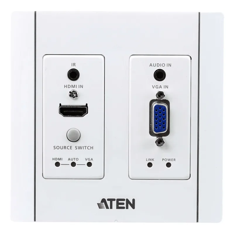 Transmisor HDBaseT | HDMI y VGA | Placa de Pared US / PoH (4K a 100 m) | (HDBaseT Class A) (PoH PD)