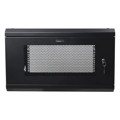 Gabinete de Pared de 6U con Puerta Perforada, 455 mm de Profundidad Total, Rack de 19'', Acero Reforzado Color Negro
