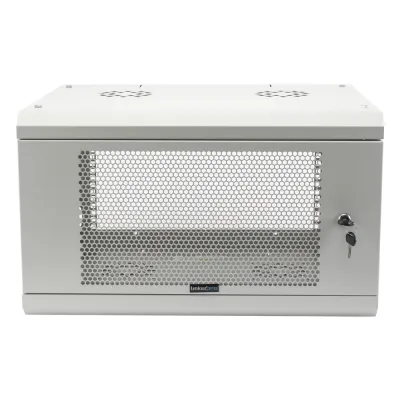 Gabinete de Pared de 6U con Puerta Perforada, 455 mm de Profundidad Total, Rack de 19'', Acero Reforzado Color Blanco