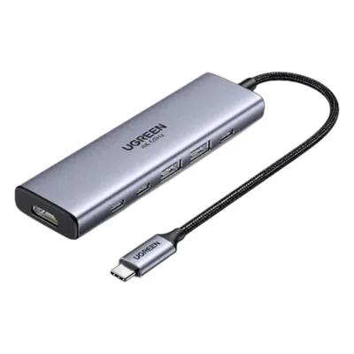 Hub USB-C 6 en 1 / HDMI 4K@60Hz / 2x USB-A 3.2 Gen 2 (10 Gbps) / 2x USB-C 3.2 (10 Gbps) / PD 100W / Compatibilidad Universal / Driver-Free / Aluminio
