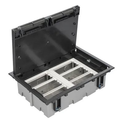 Caja Para Instalación en Piso Falso para Voz, Datos o Contactos Eléctricos / Capacidad para 6 Módulos / Espacio Embellecedor en la Tapa / Profundidad Ajustable de 90 a 120 mm (3.54 a 4.72 pulgadas) / Los Módulos se Adquieren Aparte / (SF610/14CY)