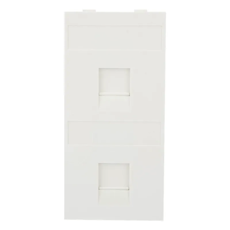 Placa Plana de Voz y Datos con Guardapolvo para 2 RJ45 / Color Blanco / 2 Puertos para Jacks Keystone / Compatible con Cajas de Pavimento SM-CPAV-2 y SM-CPAV-4 / Modelo S76B/9
