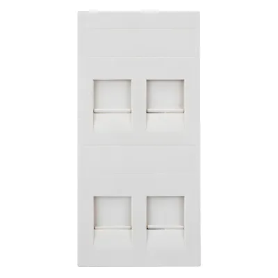Placa Plana de Voz y Datos con Guardapolvo para 4 RJ45 / Color Blanco / 4 Puertos para Jacks Keystone / Compatible con Cajas de Pavimento SM-CPAV-2 y SM-CPAV-4 / Modelo S76C/9