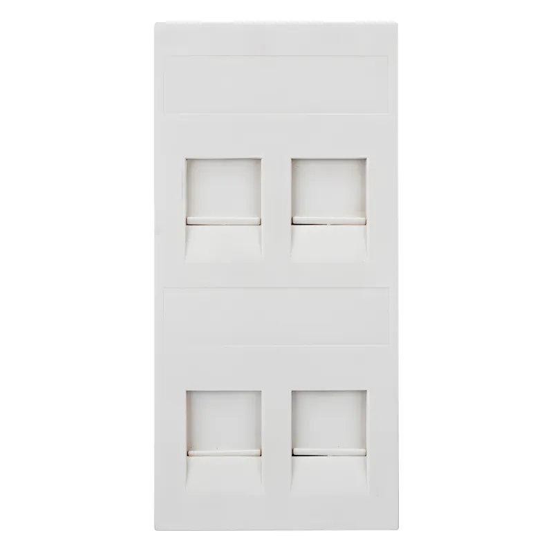 Placa Plana de Voz y Datos con Guardapolvo para 4 RJ45 / Color Blanco / 4 Puertos para Jacks Keystone / Compatible con Cajas de Pavimento SM-CPAV-2 y SM-CPAV-4 / Modelo S76C/9