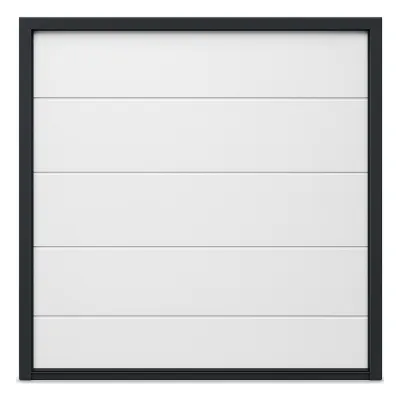 Puerta de Garage de Alta Calidad / Linea Central / Color Blanco 14X7 pies, AISLADA, Estilo Americana.