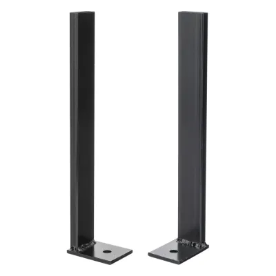 Pies Base para Escalera Tubular de 1.5" de Peralte × 12" de Ancho / Acero al Carbón / Pintura Epóxica Negra / Fijación al Suelo / Par de 2 Piezas