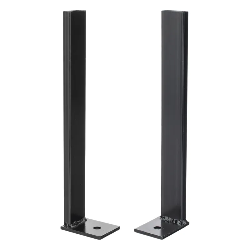 Pies Base para Escalera Tubular de 1.5" de Peralte × 12" de Ancho / Acero al Carbón / Pintura Epóxica Negra / Fijación al Suelo / Par de 2 Piezas