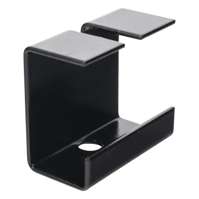 Grapa de Suspensión para Escalera Tubular de 1.5" de Peralte y 12" de Ancho, Acabado con Pintura Epóxica Color Negro, Ideal para la Suspensión Segura de la Escalera Tubular en Instalaciones Aéreas