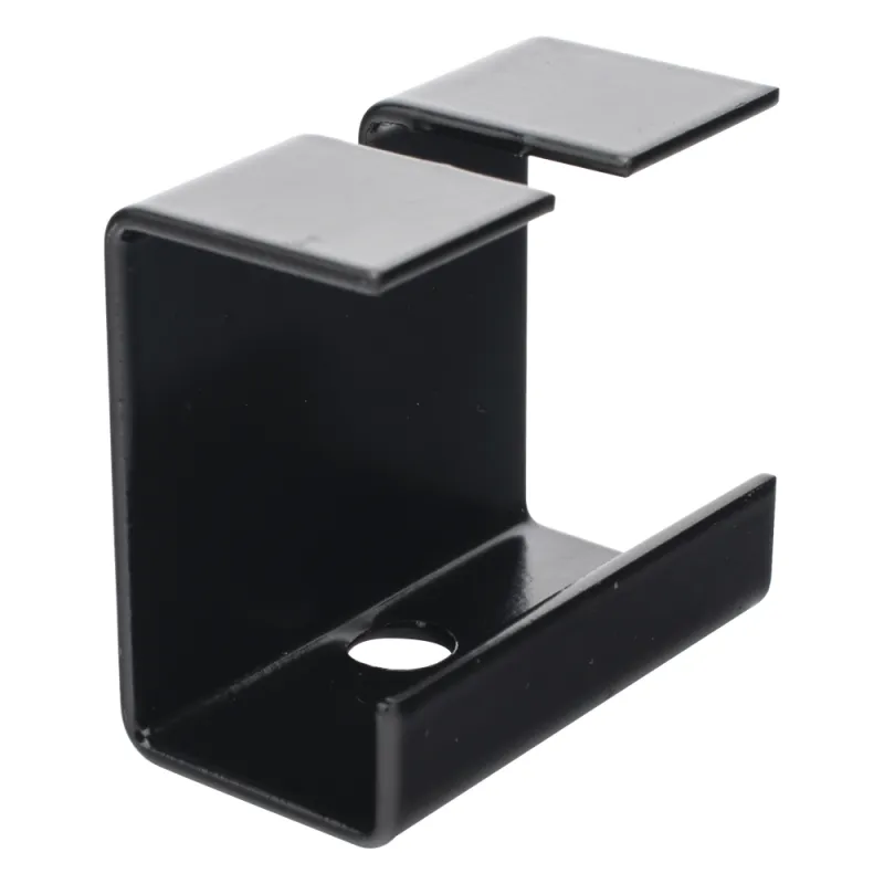 Grapa de Suspensión para Escalera Tubular de 1.5" de Peralte y 12" de Ancho, Acabado con Pintura Epóxica Color Negro, Ideal para la Suspensión Segura de la Escalera Tubular en Instalaciones Aéreas