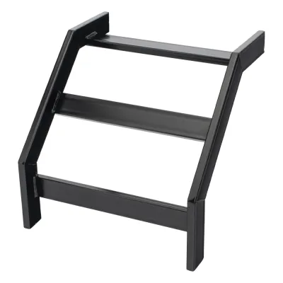 Curva Vertical Exterior de 90° para Escalera Tubular de 1.5" de Peralte y 12" de Ancho, Acabado con Pintura Epóxica Color Negro, Incluye Coples y Tornillería
