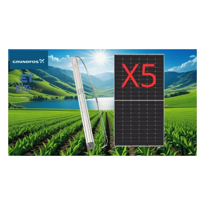 Kit De Bombeo Solar/ Bomba 2.5 Kw / 5 Módulos Solares 610w