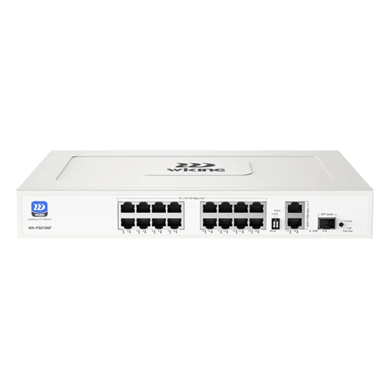 Switch no administrable PoE WI-TEK /16 Puertos 10/100 Mbps PoE af/at / 2 Puertos Uplink Gigabit / 1 Ranura SFP 1000 Mbps / Presupuesto 180 W / Puerto 1 Hi-PoE 60W