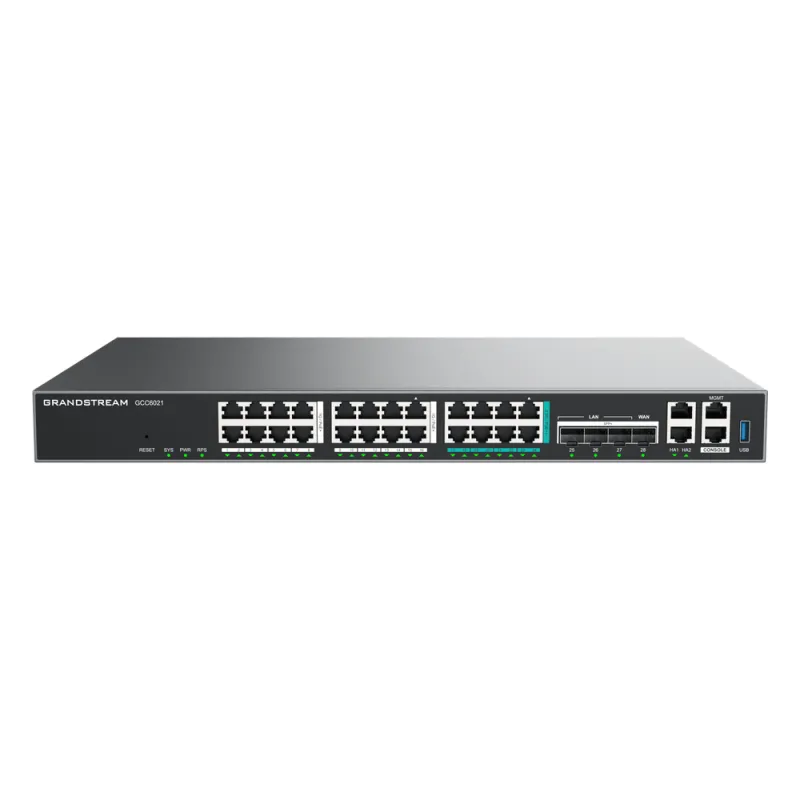 Router Todo-en-Uno GCC6021 con PBX de 50 Extensiones + Firewall + VPN + Switch de 16 Puertos GbE + 4x SFP+ 10 GbE y 8x 2.5 GbE / Gestión en la Nube con GDMS