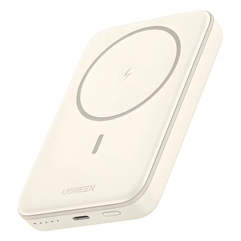 Power Bank MagSafe de 10000mAh | 20W | Carga Inalámbrica y por Cable USB-C | Sistema de Protección Inteligente | Tecnología de Carga Rápida | Ultra Delgado | Ultra ligero | Compatible con iPhone 15/14/13/12 | Color Beige.
