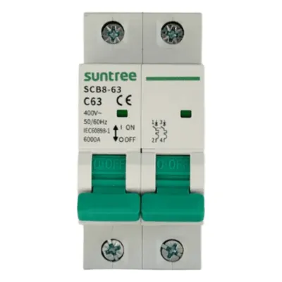 Protección Térmica/ Interruptor 2P, 32 A, Corriente Alterna 400Vca para Aplicación Fotovoltaica Montaje Riel DIN