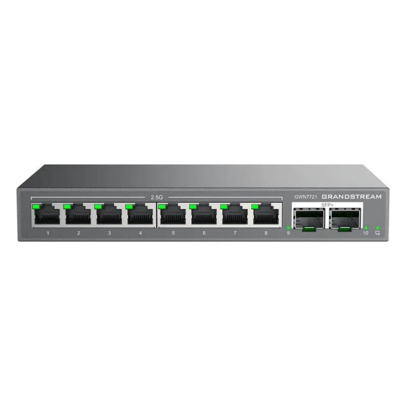 Switch L2 Lite Administrable de 10 Puertos / 8 Puertos Ethernet 2.5 Gigabits / 2 Puertos SFP+ 10 Gigabits / VLAN / QoS / Montaje en Escritorio o Pared / Compatible con GDMS