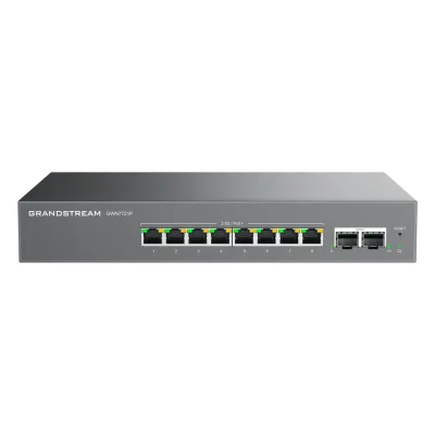 Switch L2 Lite Administrable de 10 Puertos / 8 Puertos Ethernet 2.5 Gigabits / 2 Puertos SFP+ 10 Gigabits / PoE+ 802.3af/at / VLAN 802.1Q / QoS / IGMP Snooping / Montaje en Escritorio o Pared