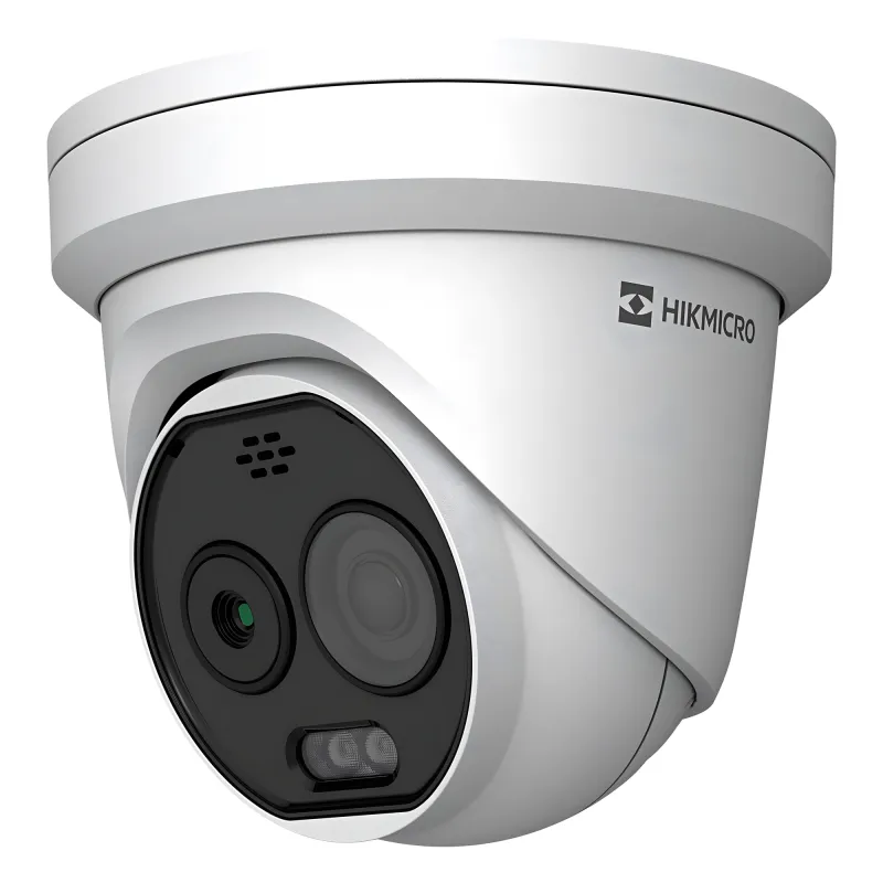 (HIKMICRO) Turret IP Bi-Espectral / Térmica (160 X 120 / 1.8 mm) + Óptica (5 MP / 2 mm ) / Rango: -20°C a 150°C / 8°C Tolerancia / VCA 3.0 (Vehiculo 60 Mts / Humano 20 Mts) / Detección de Fuego y Humo / IP67 / Dual Light