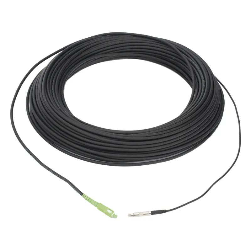 Rollo de Fibra Óptica Drop Redonda G657A2 Monomodo Simplex de 50 Metros (164 Pies) con Conectores SC/APC-SC/APC para Instalaciones Aéreas, Subterráneas o a la Intemperie