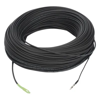 Rollo de Fibra Óptica Drop Redonda G657A2 Monomodo Simplex de 200 Metros con Conectores SC/APC-SC/APC para Instalaciones Aéreas, Subterráneas o a la Intemperie