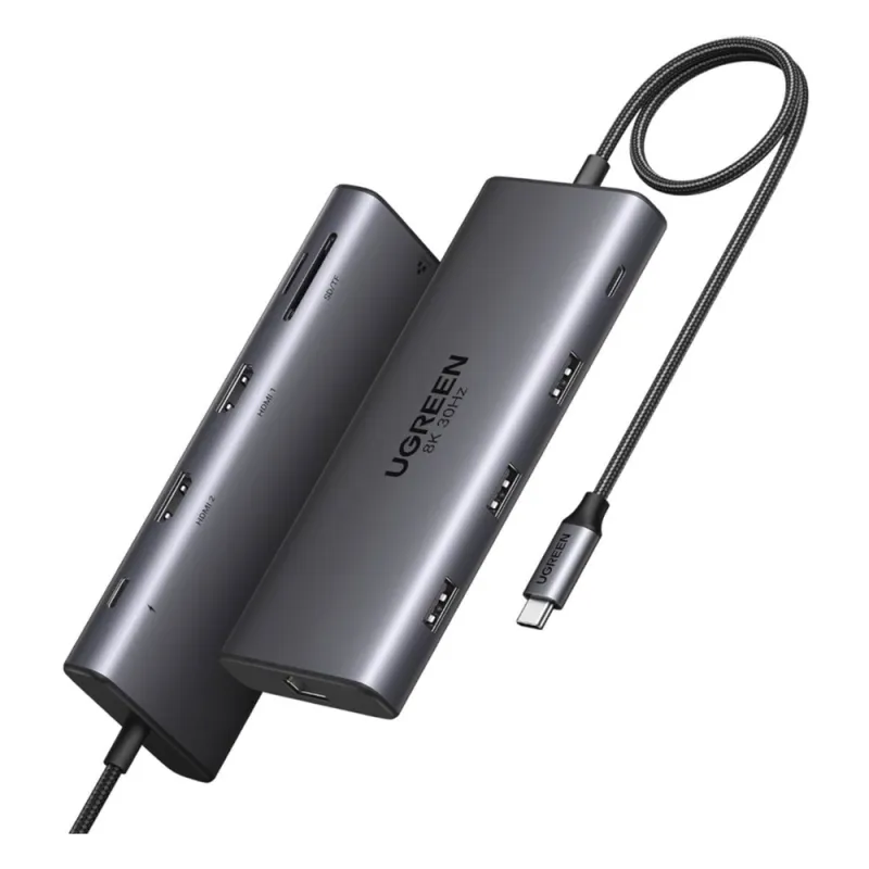 Docking Station USB-C Hub 10 en 1 UGREEN Revodok Pro 210 / Dual HDMI 4K 60Hz y 8K 30Hz / 3 Puertos USB-A + USB-C 3.0 / Carga PD 100W / Ethernet Gigabit 1000M / Lector Tarjetas SD y TF / Compatible Windows y macOS