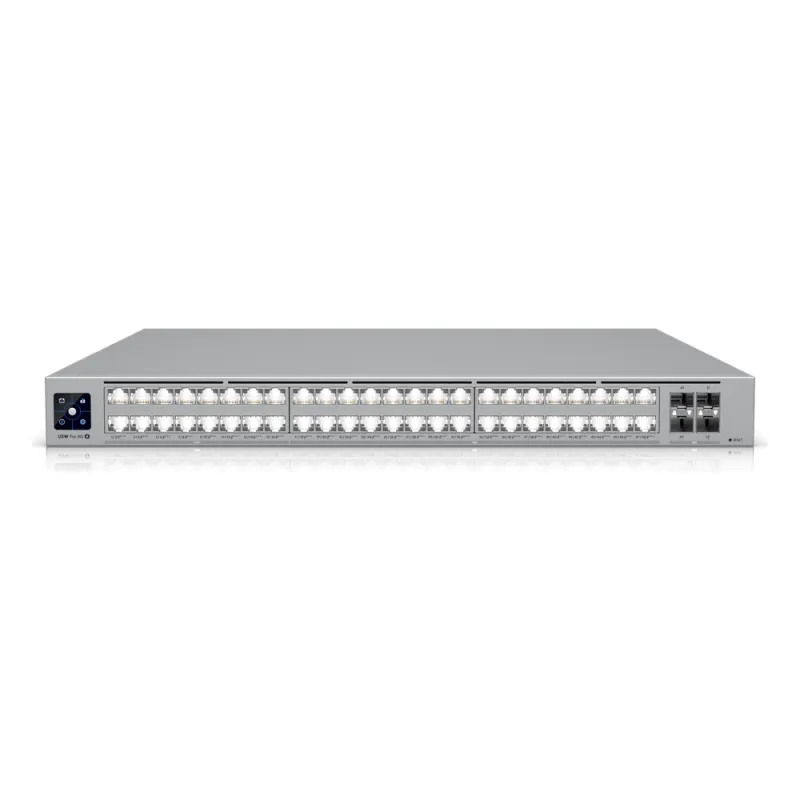 UniFi Switch USW-Pro-XG-48-PoE / Capa 3 / 48 puertos PoE+++ (32 × 10 GbE, 16 × 2,5 GbE) + 4 puertos SFP28 25 G / 1080 W PoE total